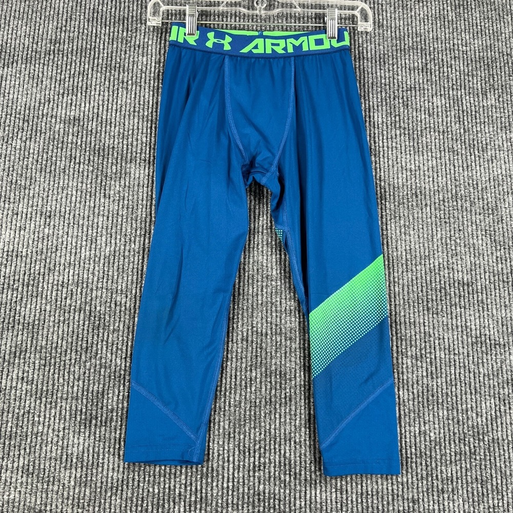 Under Armour Pants Youth Boys Medium Blue Fitted Heat Gear Active Workout School